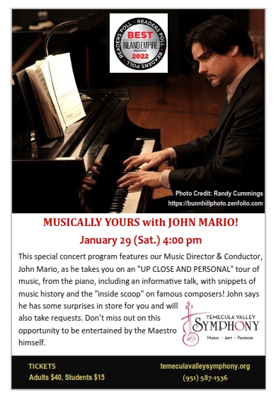 John Mario concert Jan. 2022