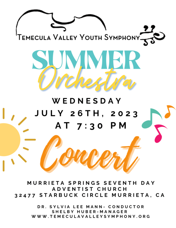 2023 7-26 Summer Youth Symphony Concert @ Murrieta Springs Seventh-day Adventist Church